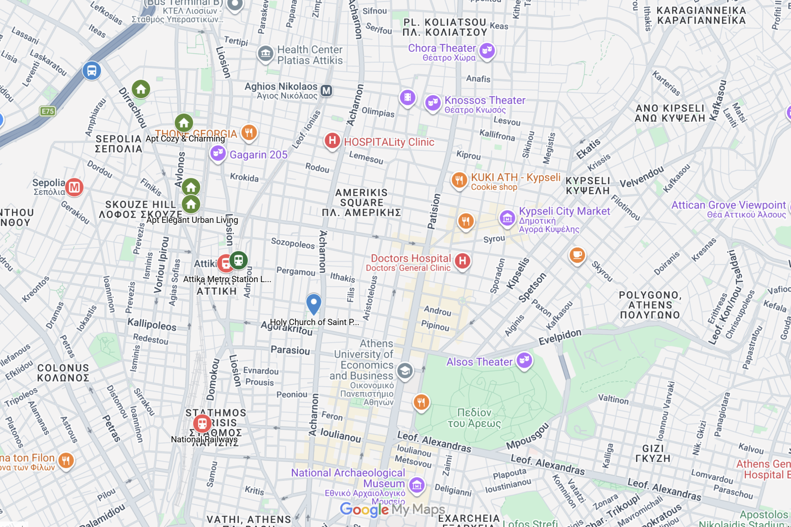 Approximate apartment locations and key transport connections